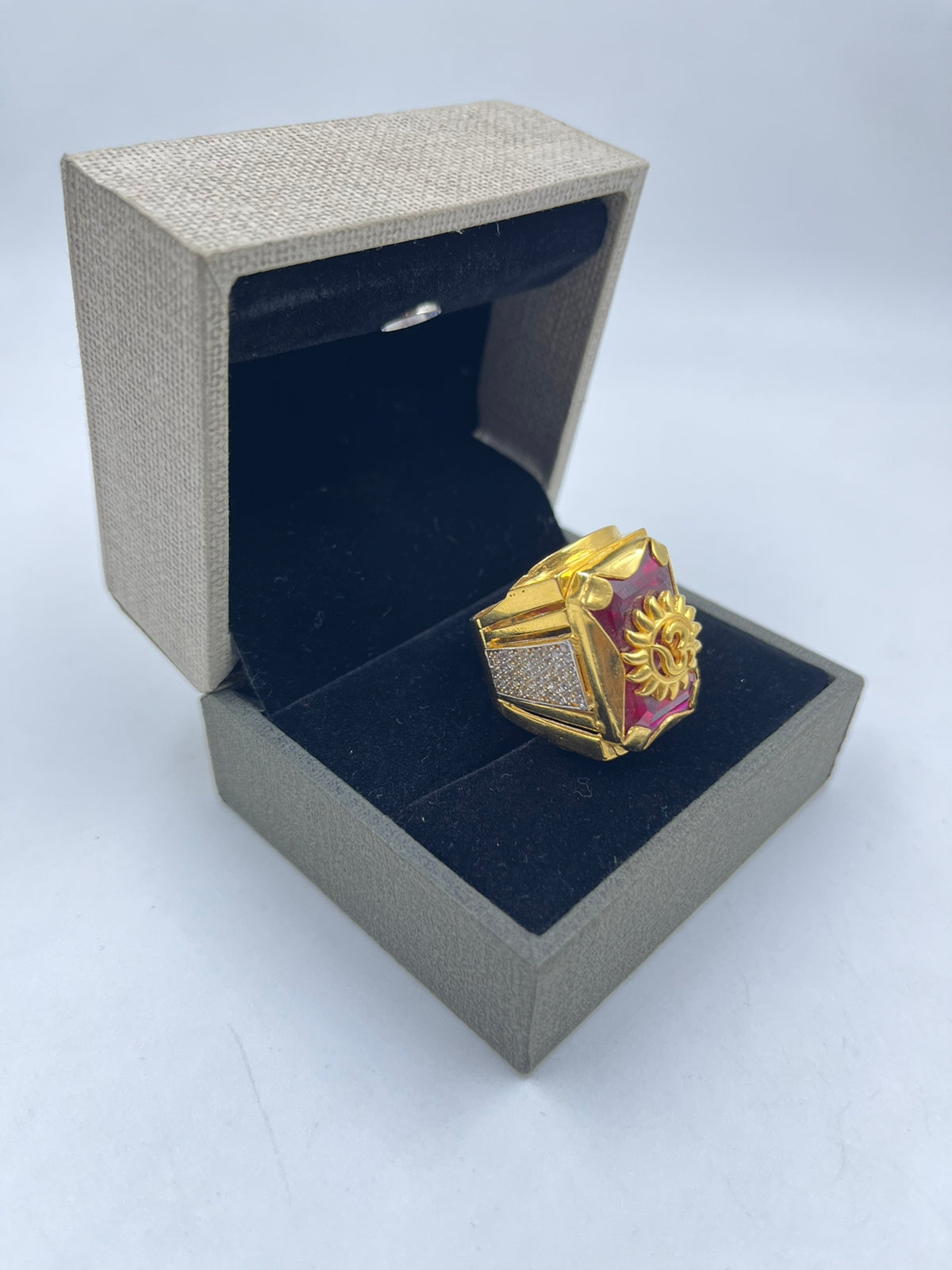 Red Stone with Diamond Sophisticated Design Gold Plated Ring for Men -  Style B216 – Soni Fashion®